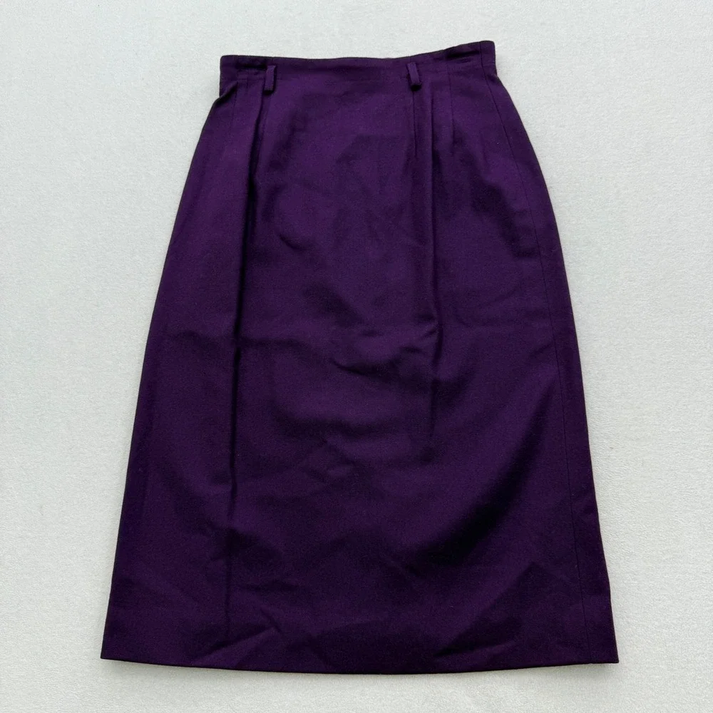 Pendleton Women's Size 10/12 Wool Blazer Skirt Suit Set Gray Plaid‎ Purple Lined